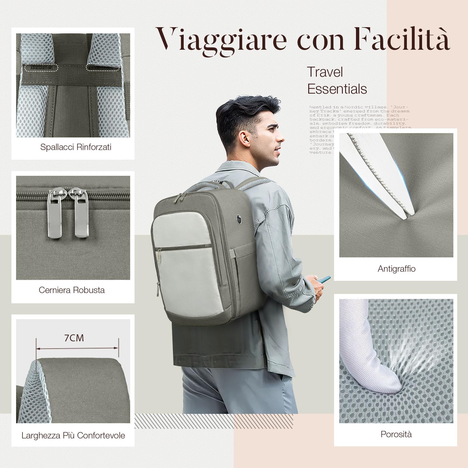 RuoSien per Zaino Ryanair 40x20x25,Zaino da Viaggio Aereo Bagaglio a Mano,Borsa da Cabina per Laptop da 14 Pollici Zaino Casual da Uomo e da Donna Lavoro