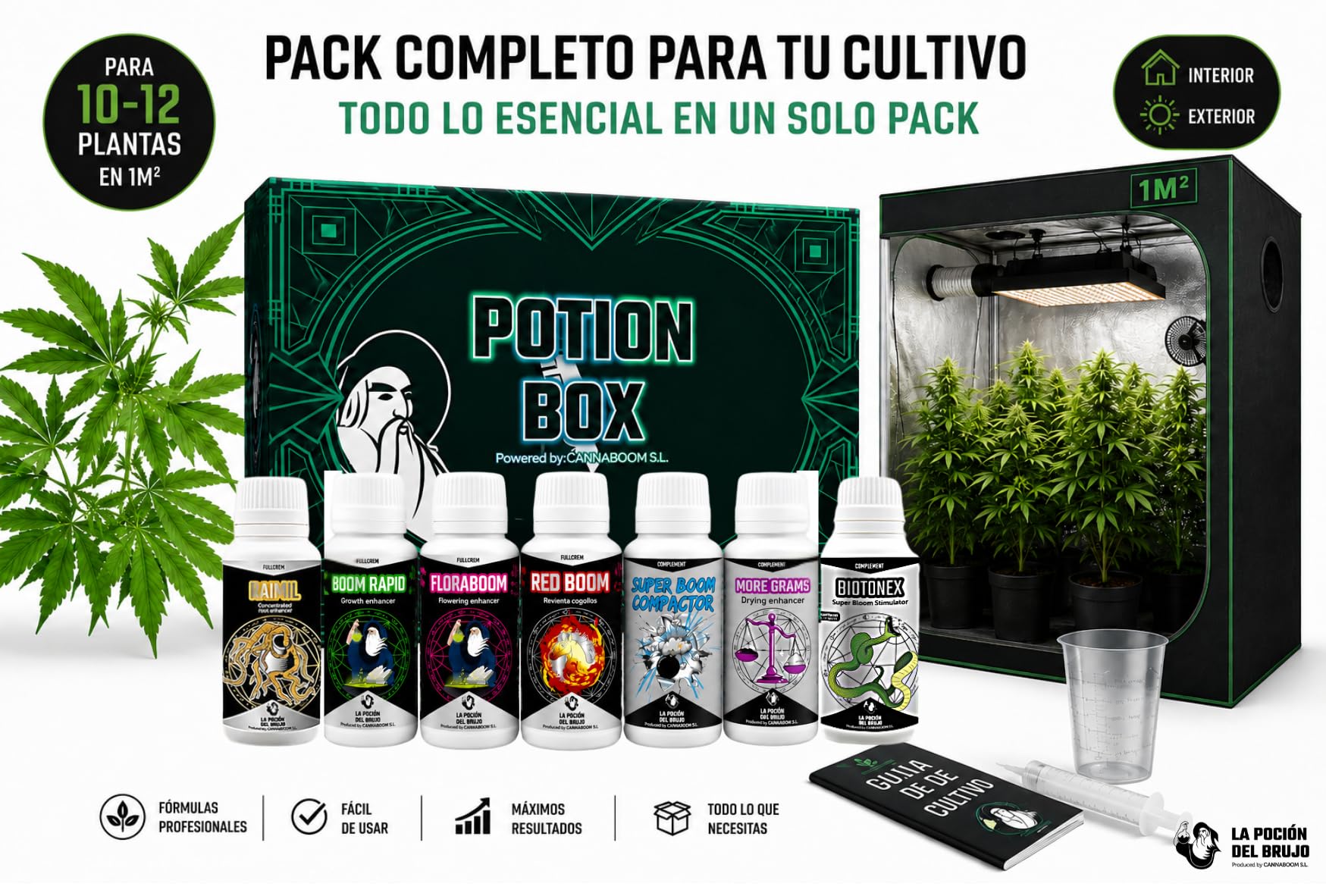 Potion Box Cannaboom – Kit de Cultivo Indoor Completo para Principiantes – Fertilizantes y Tabla de Cultivo para Interior