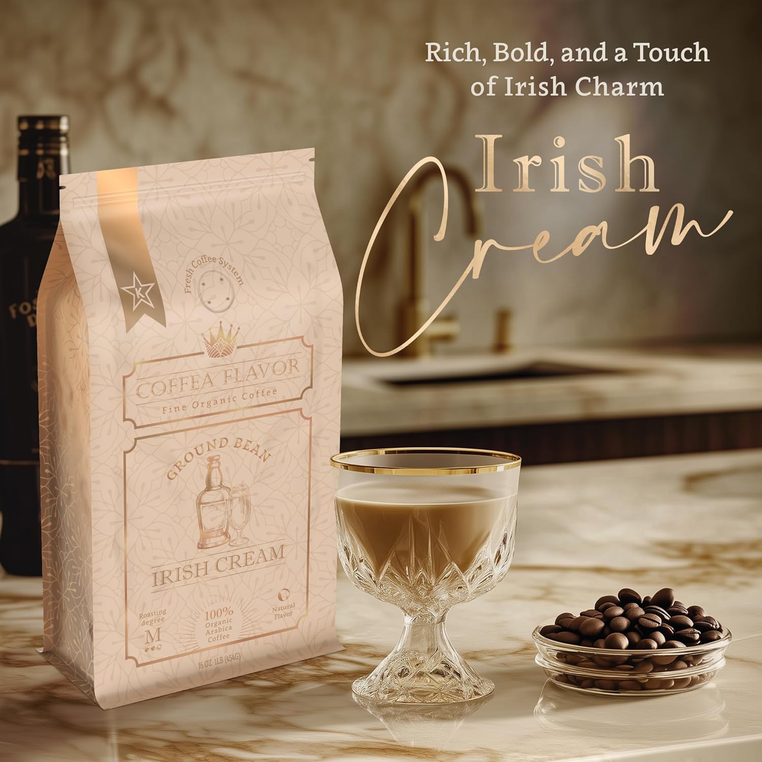 Irish Cream Flavored Ground Coffee – 100% Arabica, No Artificial Sweeteners, Organic, Naturally Flavored, Medium Roast, Single Origin – by Coffea Flavor