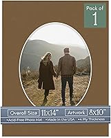 Vista 117 de CountryArtHouse Marco ovalado de 11 x 14 pulgadas, sin ácido, con núcleo blanco, corte biselado para fotos de 8 x 10 pulgadas, se adapta a marcos