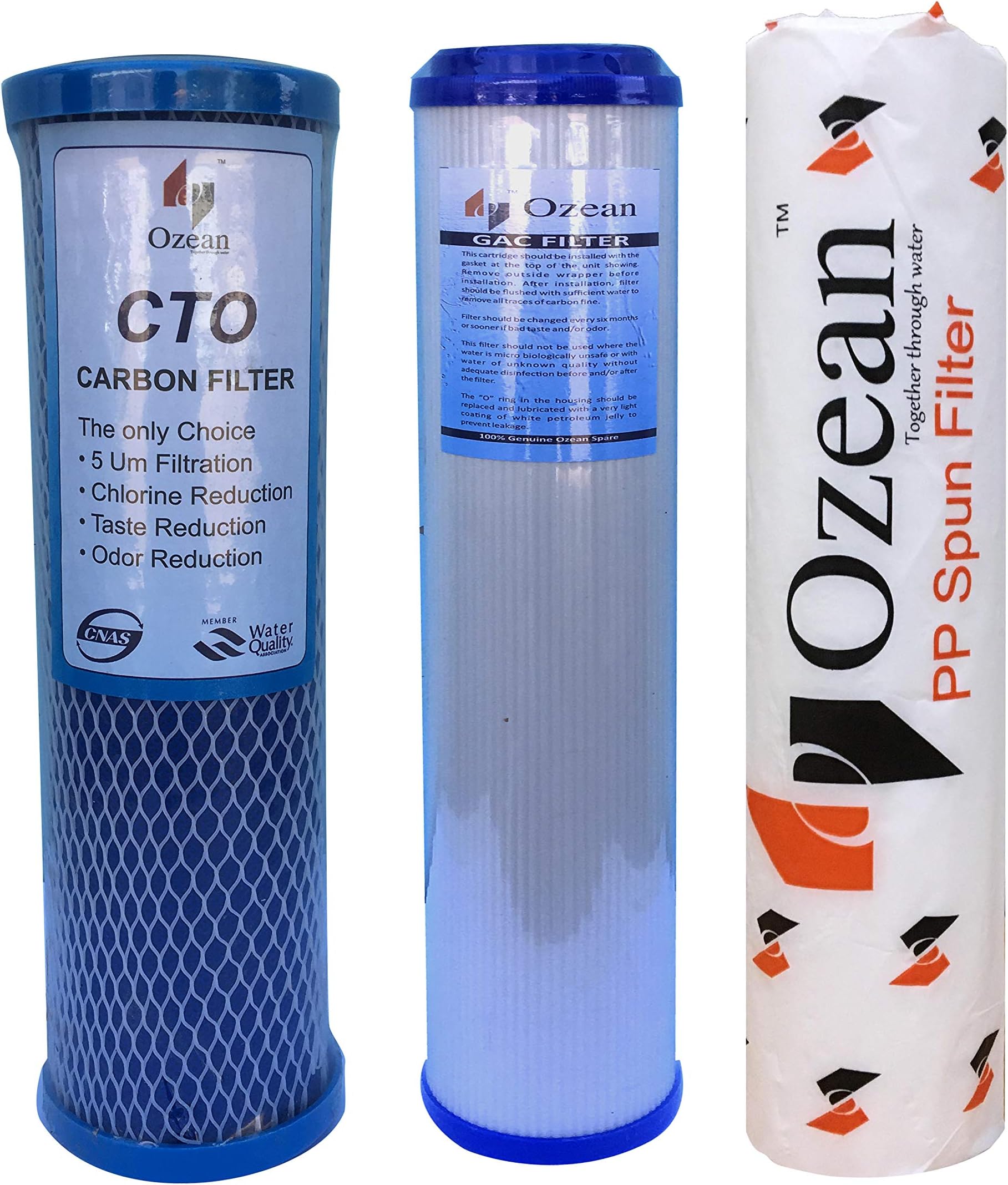 OZEAN RO Replacement Filter Set for 25 Lph Commercial RO and Under Sink Water Purifier - 3 Pcs