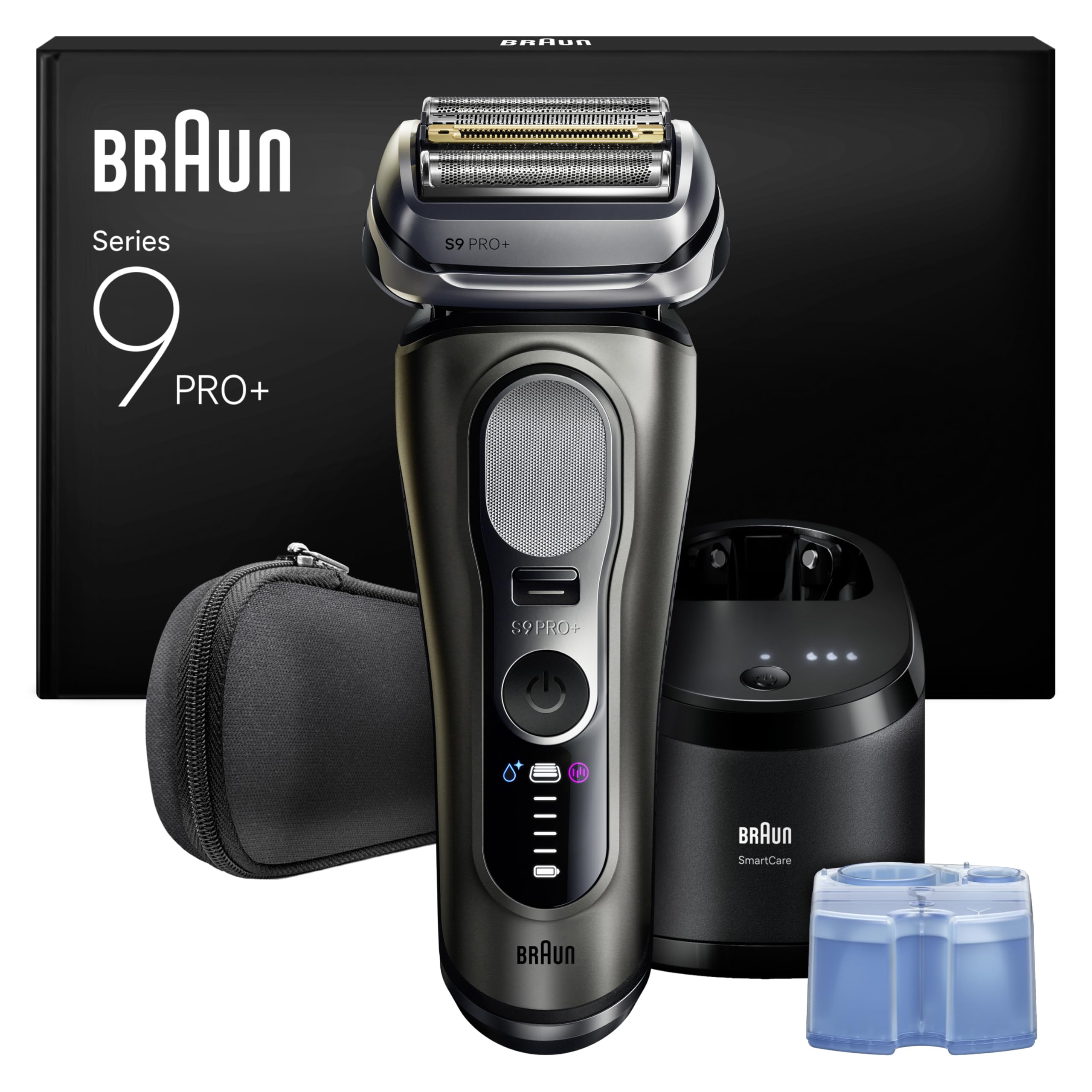 Braun Serie 9 PRO + Rasoio Elettrico Barba, Wet&Dry, 5+1 Lame Di Precisione Ultra Sottili, Regolabarba Uomo, Rasoio Barba, 60 Min Utilizzo, Stazione Di Pulizia SmartCare 6in1, Serie 9665cc, Grafite