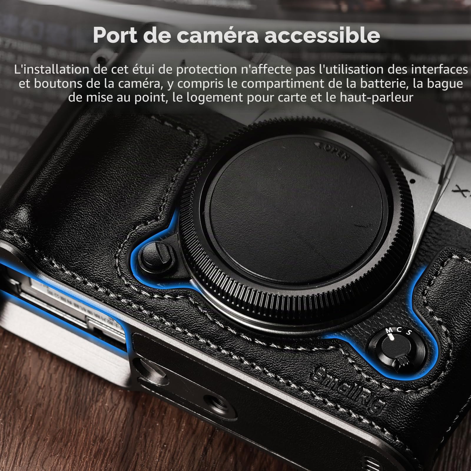 SMALLRIG Étui X-T30 III Demi-Cuir avec Bandoulière pour FUJIFILM X-T30 / X-T30 II/X-T30 III, Etui pour Appareil Photo avec Cadre en Aluminium et Capuchon de Déclencheur, Noir - 5669