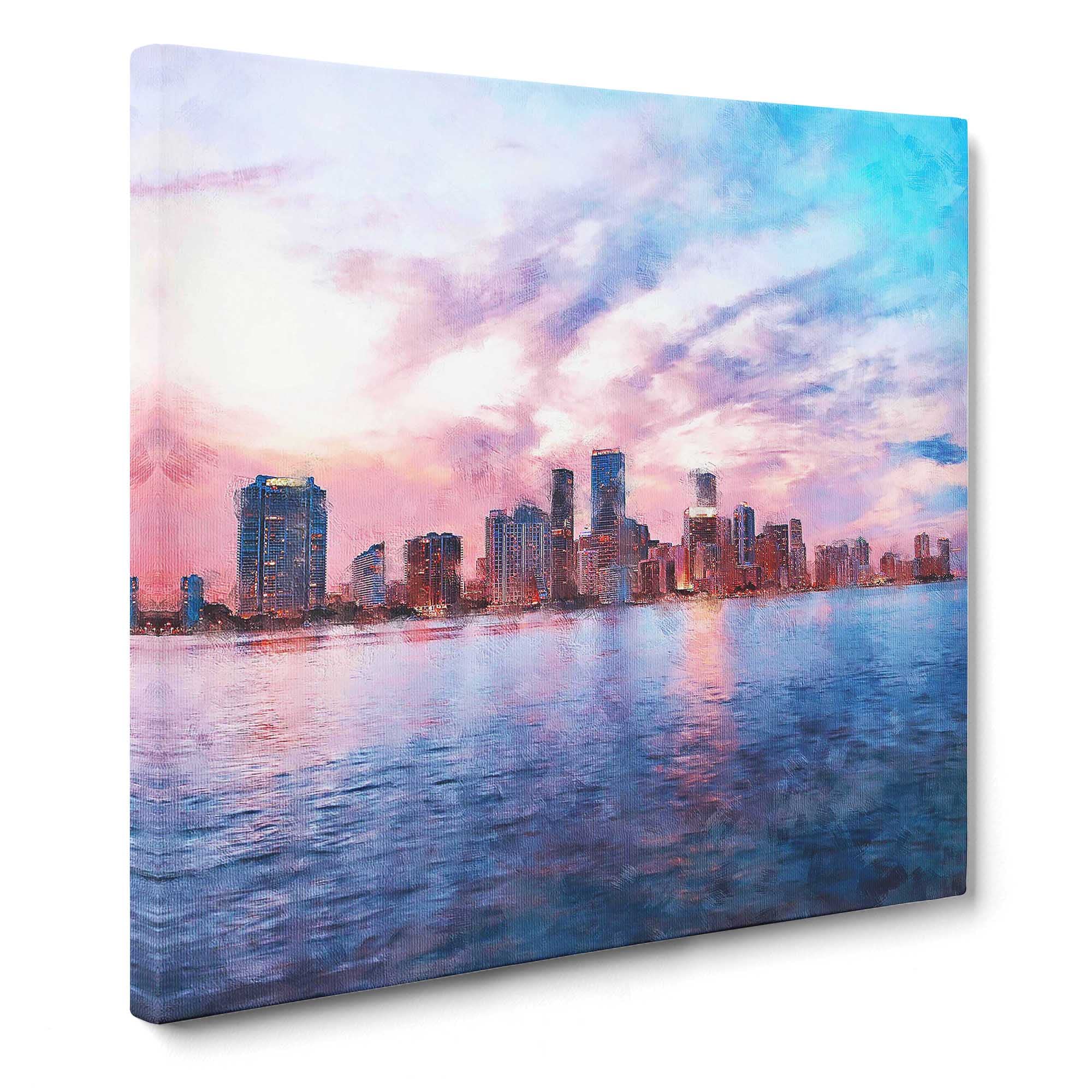 Miami Florida Skyline Canvas Print, Mixed, 35L x 35W cm