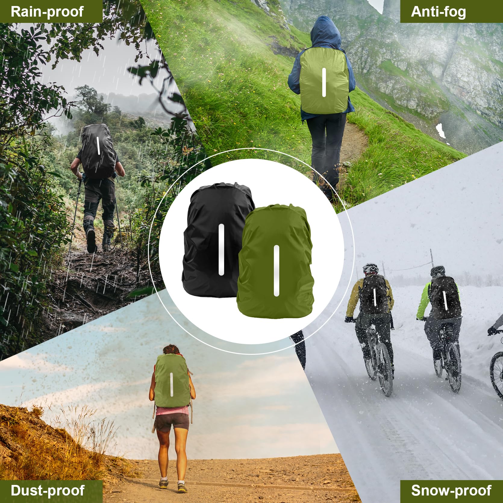 LAMA 2 Pack Waterproof Rain Cover for Backpack, Reflective Rucksack Rain Cover for Anti-dust/Anti-Theft/Bicycling/Hiking/Camping/Traveling/Outdoor Activities