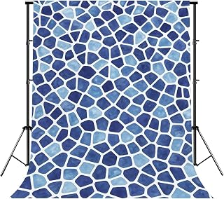 Photography Backdrops Watercolor Mosiac Blue Tile Texture Indigo Colbalt Azure Blue Photo Backdrop Photography Background for Portrait Photo Party Decor Video Studio Props Photoshoot 8x10FT