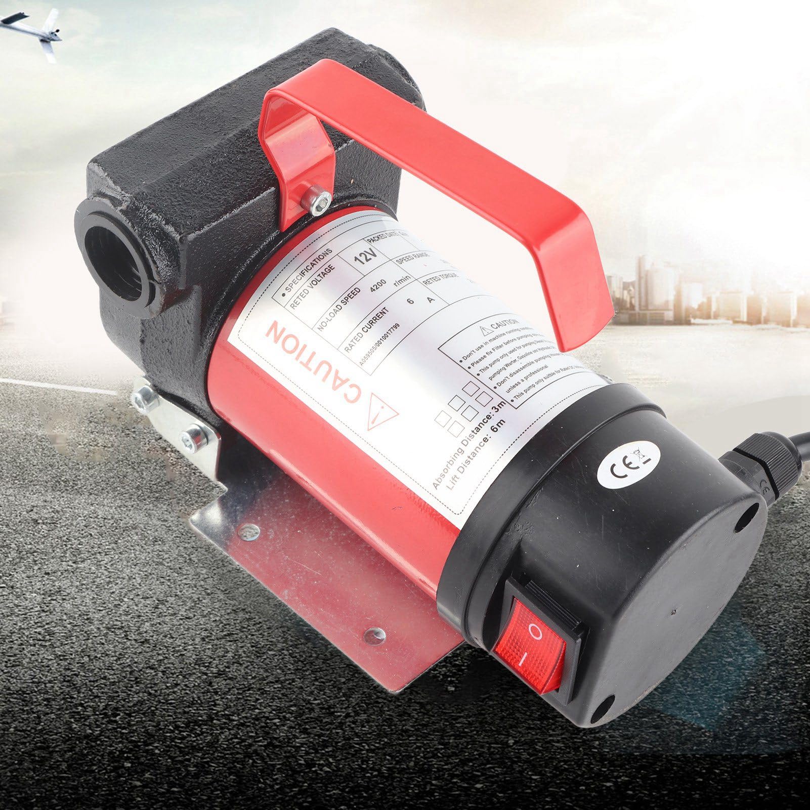 Cryfokt Bomba de Transferencia Diésel de 12V, Bomba Eléctrica Portátil de Alta Resistencia para Vehículo, Camión, 40l/min, Hierro Fundido Resistente a la Corrosión