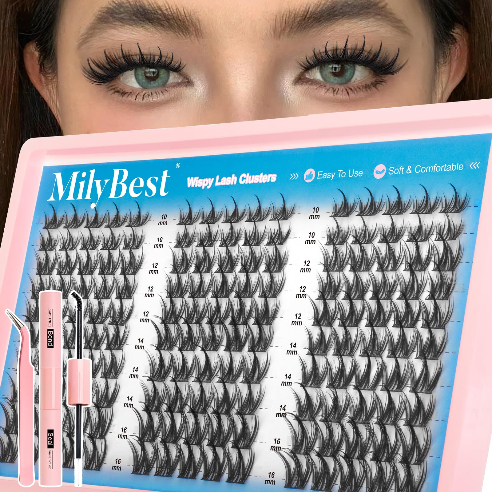 Manga Lash Clusters Kit Spiky Anime Cluster Eyelash Extensions 150Pcs CC Curl Wispy Lash Extension Kit 10-16mm DIY Cosplay Doll Individual Lashes Clusters Natural Look by MilyBest