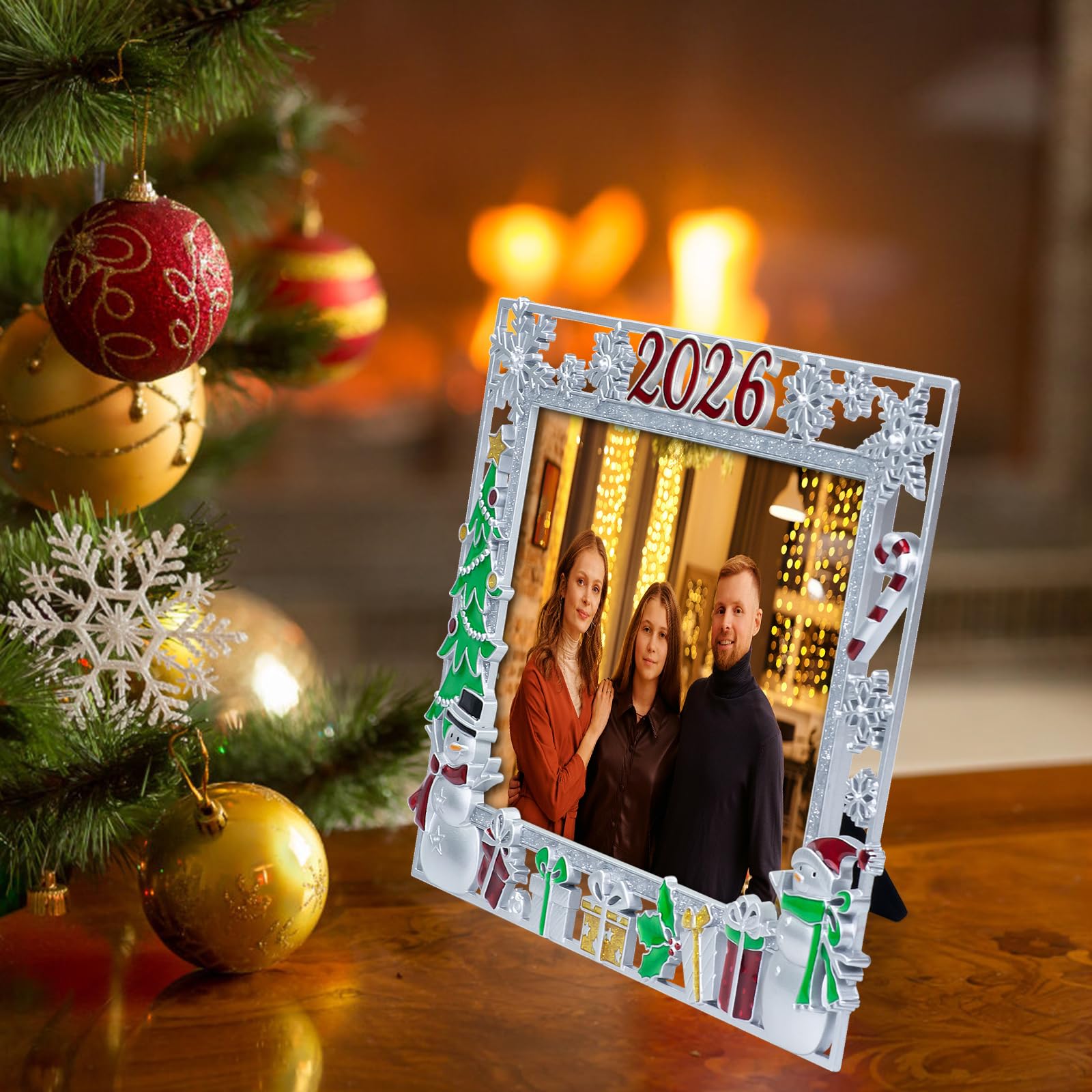 Silver Christmas Photo Frame - 5x7 Metal -7 Silver Christmas Photo Frame - 5x7 Metal -7