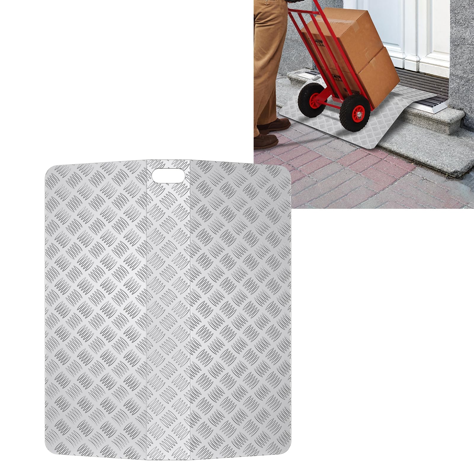 Rampa progowa, rampa dla wózków inwalidzkich, długość 100 cm, rampa z aluminium, rampa progowa, dla wózków inwalidzkich, antypoślizgowa, do wejść, stopni, 70 x 100 x 10 cm