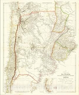 Historic Map : The Provinces of La Plata, The Banda Oriental Del Uruguay and Chile, 1839, John Arrowsmith, v2, Vintage Wall Art : 20in x 24in