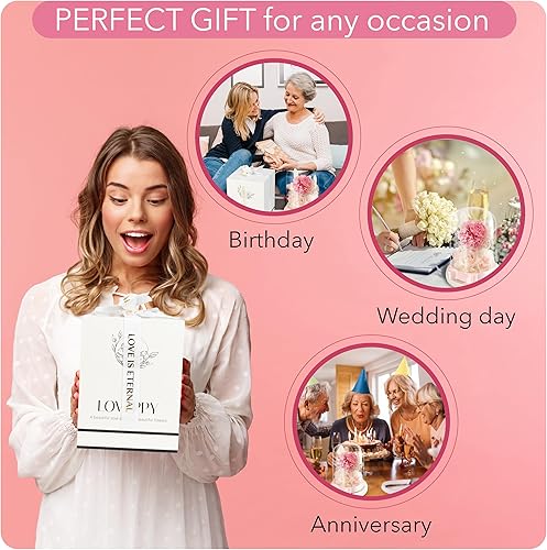 Miniatura 7 de Flores: Rosa preservada y clavel en cúpula de cristal - Decoración romántica para el hogar y regalo - Ramo fresco, flores para siempre, regalo para