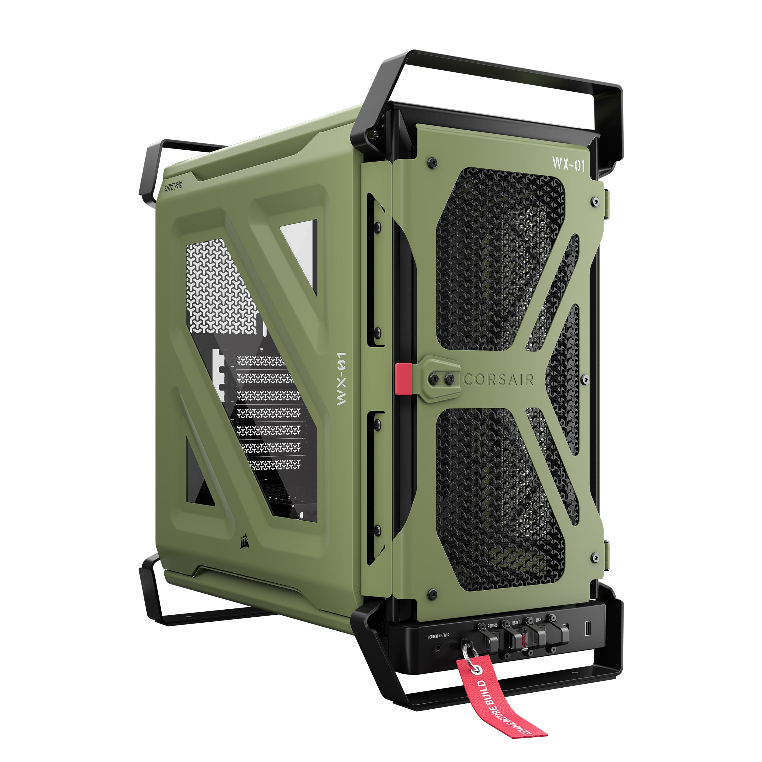 CORSAIR WARTHOG Airflow Case PC Mid-Tower Resistente — Verde Oliva | Telaio in Acciaio, Alto Flusso d'Aria e Ampia Capacità Ventole, Montaggio Ventole Modulare, Supporto per 2 Radiatori da 360mm