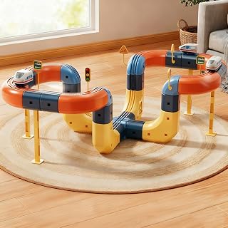 69 Pcs klick Rail Electric Train Set, 2025 New 3D Magic Flexible Race Track Toy, Stem Zero Gravity Rail Cube Toys
