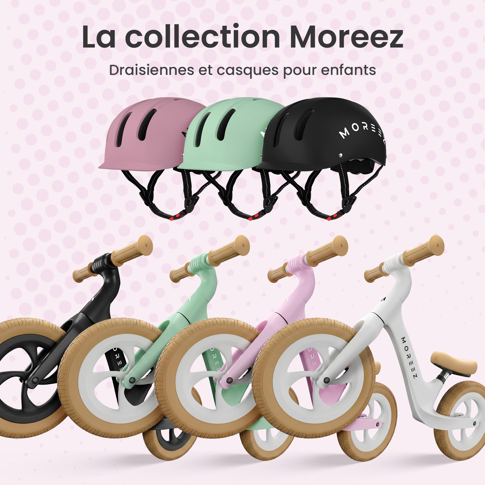 MOREEZ Casque enfant à partir de 1 an (1-7 ans), robuste et confortable casque de vélo et de vélo en ABS, réglable XS (46-50 cm) & S (51-54 cm), unisexe, fille et garçon, réfléchissant, ventilé