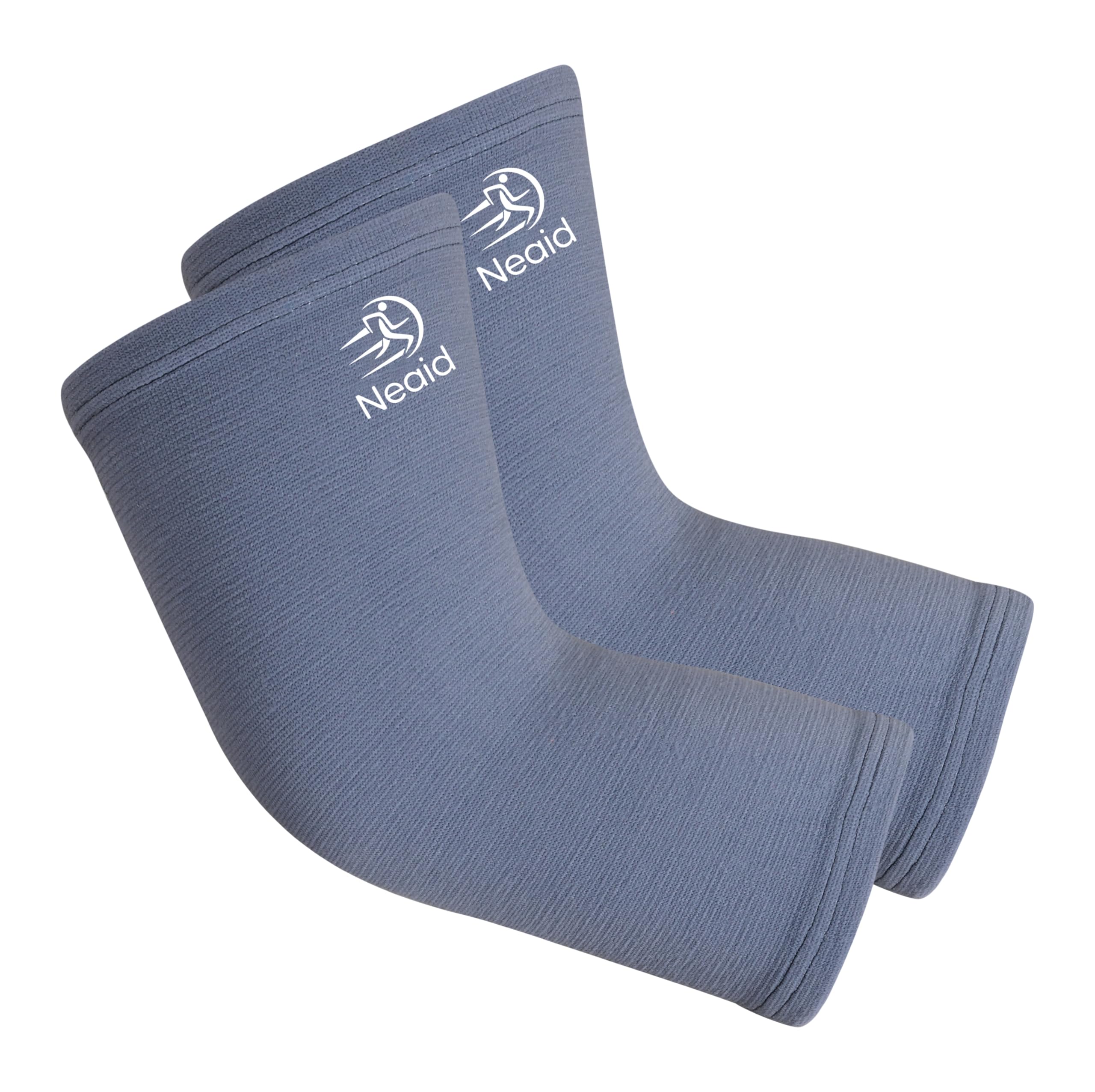 NeAID Polyester Orthopedic Elbow Cap (1 PAIR) | Compression Support for Pain Relief, Sprains, Swelling, Sports & Gym | 4-Way Elbow Sleeves For Men & Women (XXL, GREY)-image-36