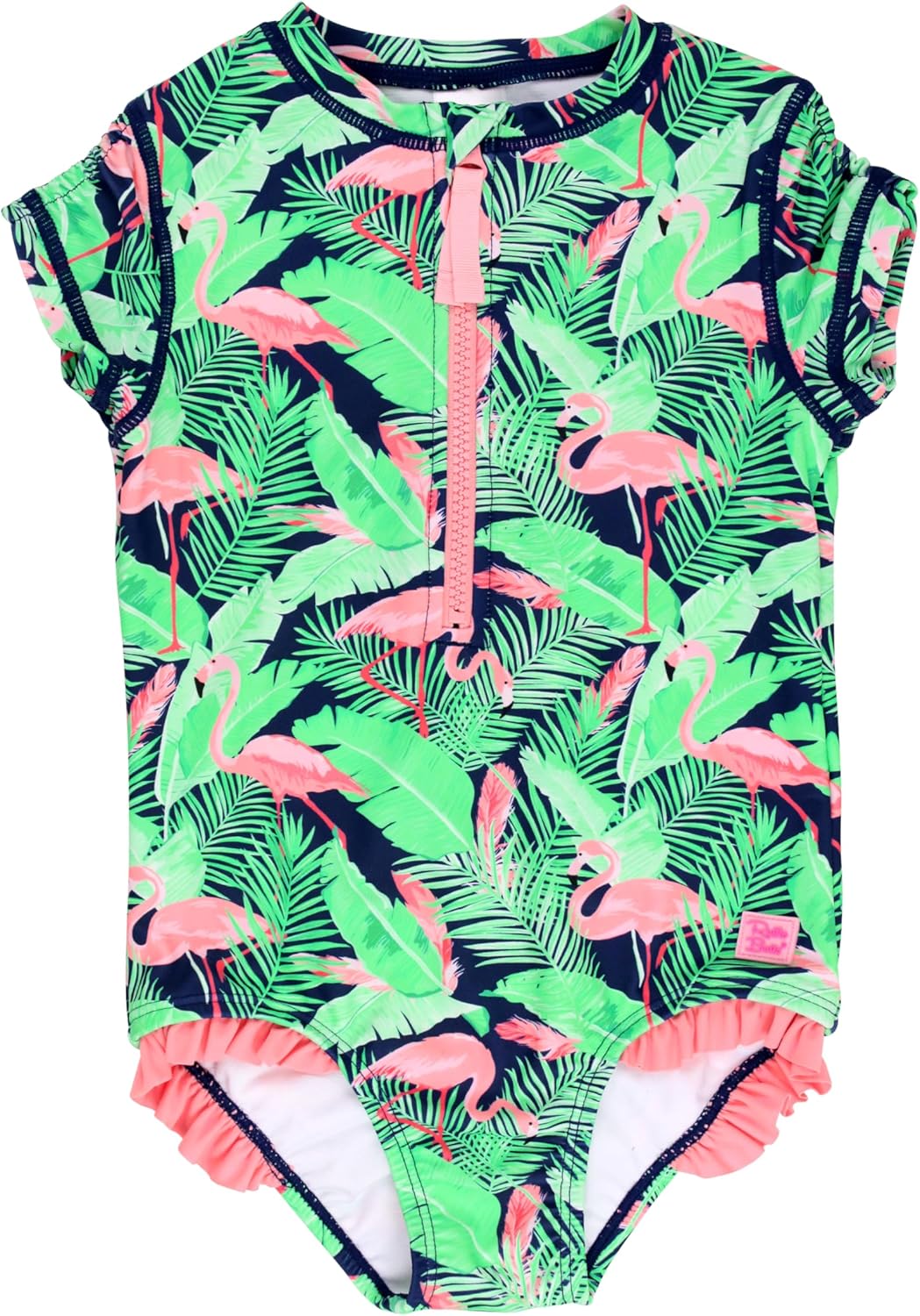 RuffleButts® Girls One Piece Rash Guard Baby Swimsuit UPF 50+ Sun Protection