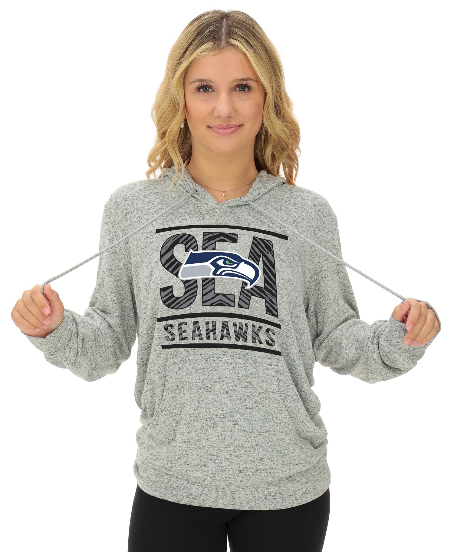 Zubaz NFL Women's Team Graphic Soft Marled Hoodie (X-Small - 3X-Large)