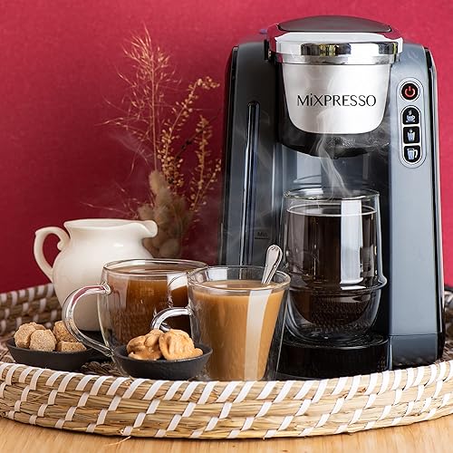 Vista 10 de Mixpresso Cafetera de una sola porción compatible con cápsulas K-Cup y café molido, cafetera K-Cup de una sola porción con 4 tamaños de preparación