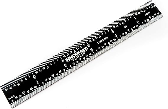 Benchmark Tools 466675 Rigid 4R 6 Inch Machinist Rule with 1/8, 1/16, 1/32 and 1/64 Markings Tempered Stainless Steel Non-Glare Black Chrome Finish Conforms to EEC-1 Accuracy Standards (1)