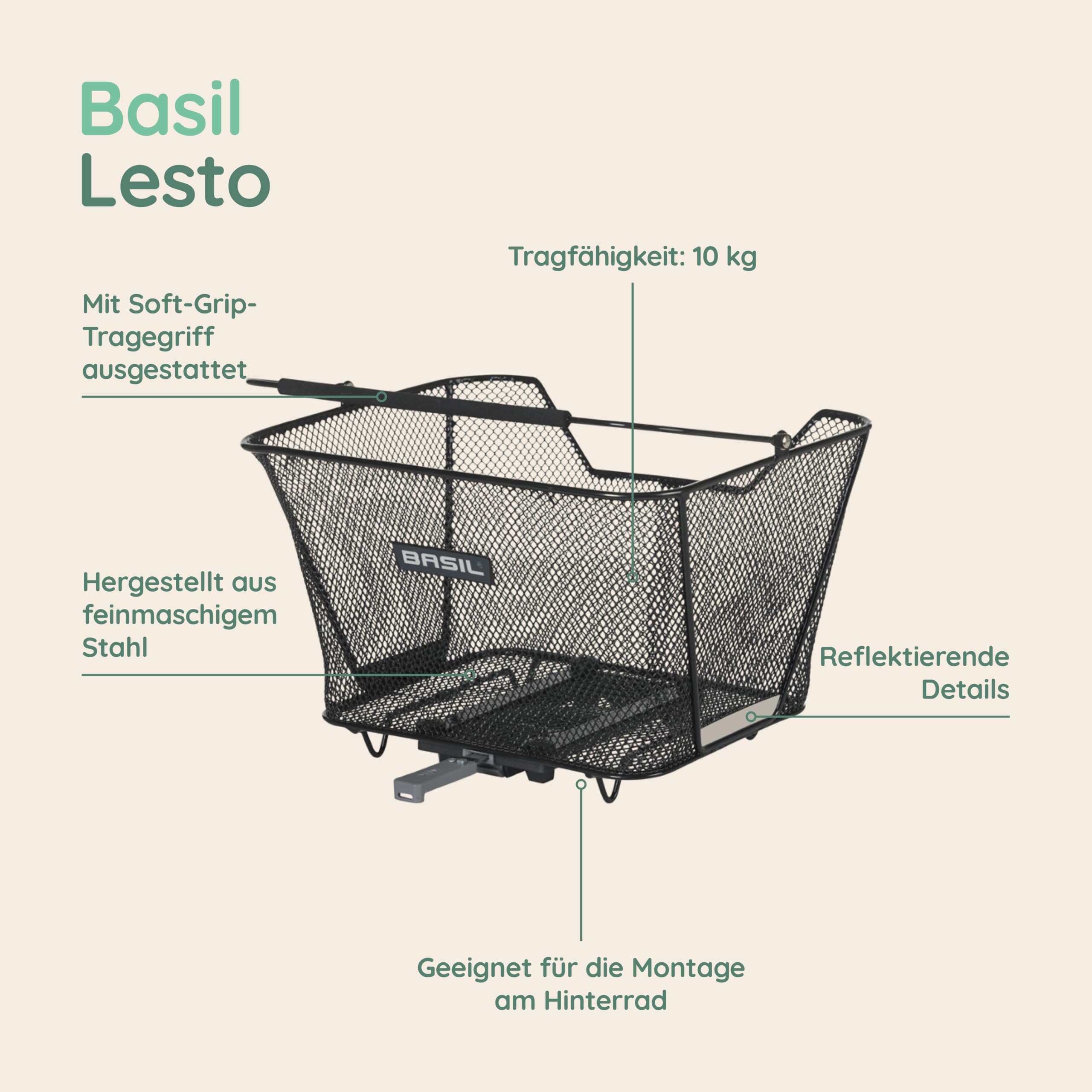 Basil Lesto Fahrradkorb hinten - MIK inkl. - Abschließbar - Schwarz