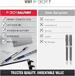 Zebra Pen F-301 Ballpoint Blue Ink Fine Point 0.7mm Pen, Easy-Glide Ink, Stainless Steel Retractable, Non-Slip Grip, Professional Design, Ideal for Office, Journal and Planner Use, 2-Pack (27122)