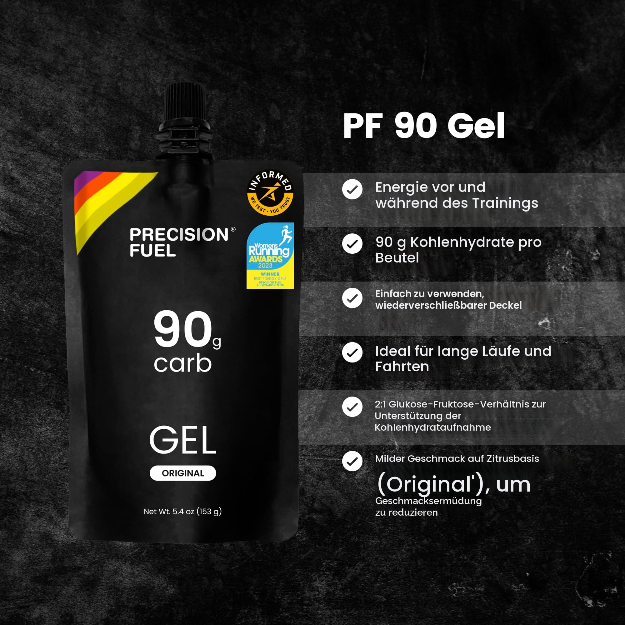 Precision Fuel PF90 Energy Gels - Milde Geschmacksgels für Ausdauersportler, 90 g Kohlenhydrate, leicht verdaulich, perfekt für Langzeit-Sportarten (153 g (10 Gels))