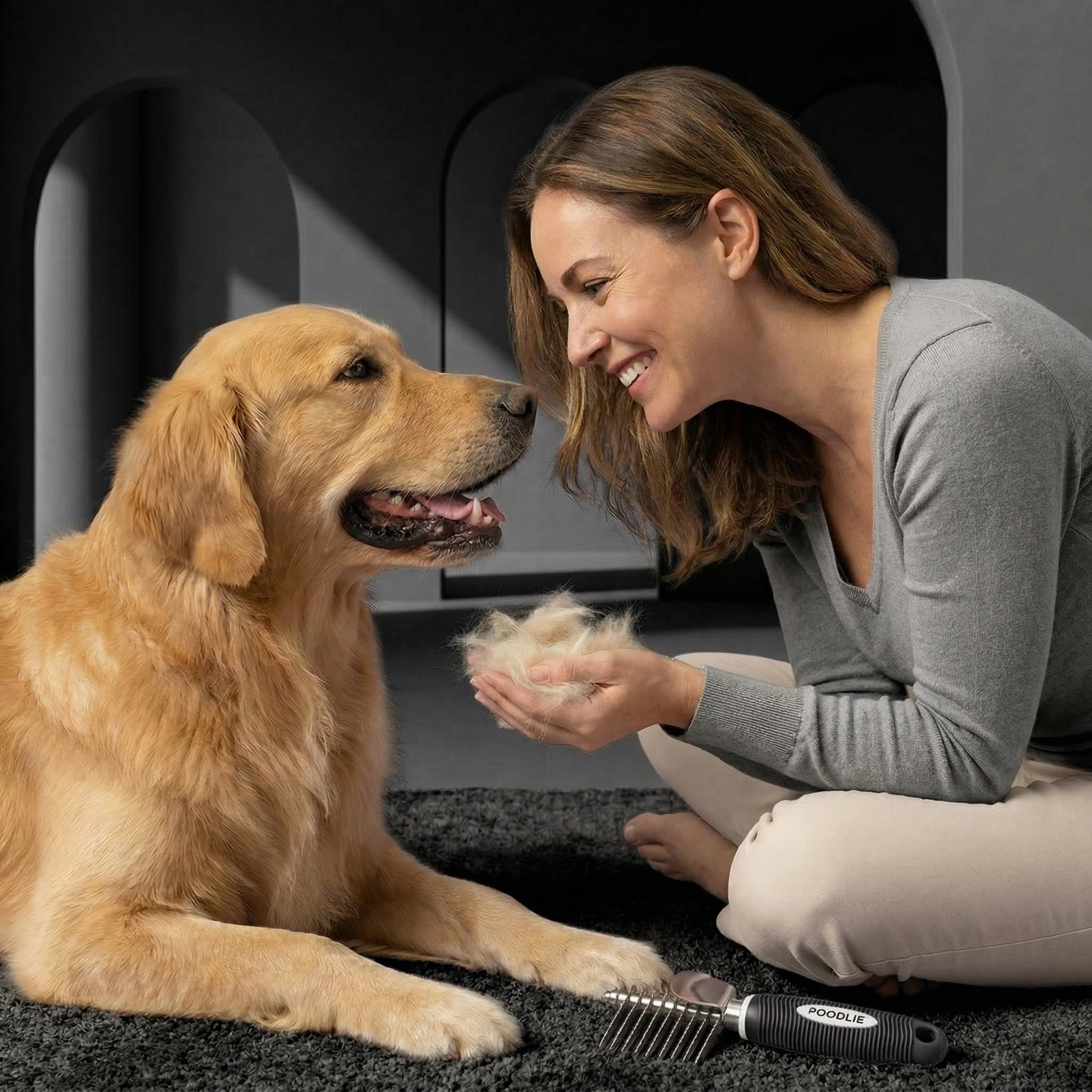 Pettine per cani e gatti, con lame di sicurezza lunghe in acciaio da 6,3 cm, per districare i peli opachi o annodati del sottopelo (nero, pettine per smorzare)