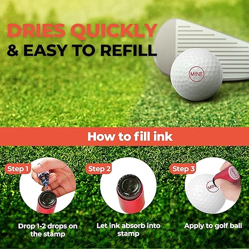 Miniatura 4 de Golf Ball Stamp Reusable & Permanent Ink Golf Ball Marker Stamp Aluminum Golf Accessories Waterproof Golf Ball Marking Tool Gifts for Golfers Custom
