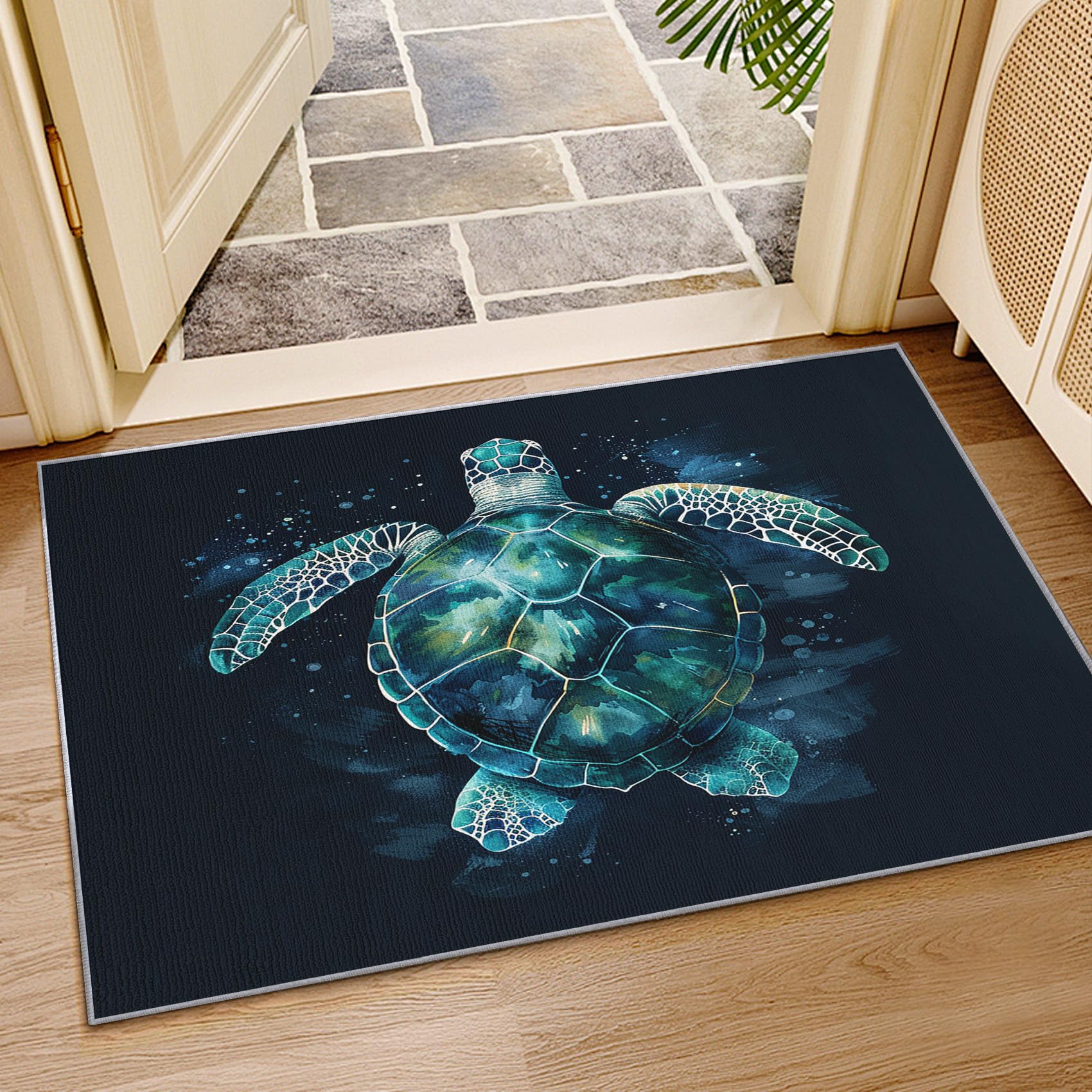 Tapis Rond Tortue De Mer Nautique Thème Océan Monde Sous