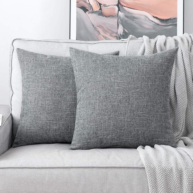 MIULEE Linen Decorative Rustic Throw Pillow Covers Set of 2