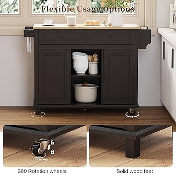Amazon.com: Vitalikus Kitchen Island on Wheels with Storage
