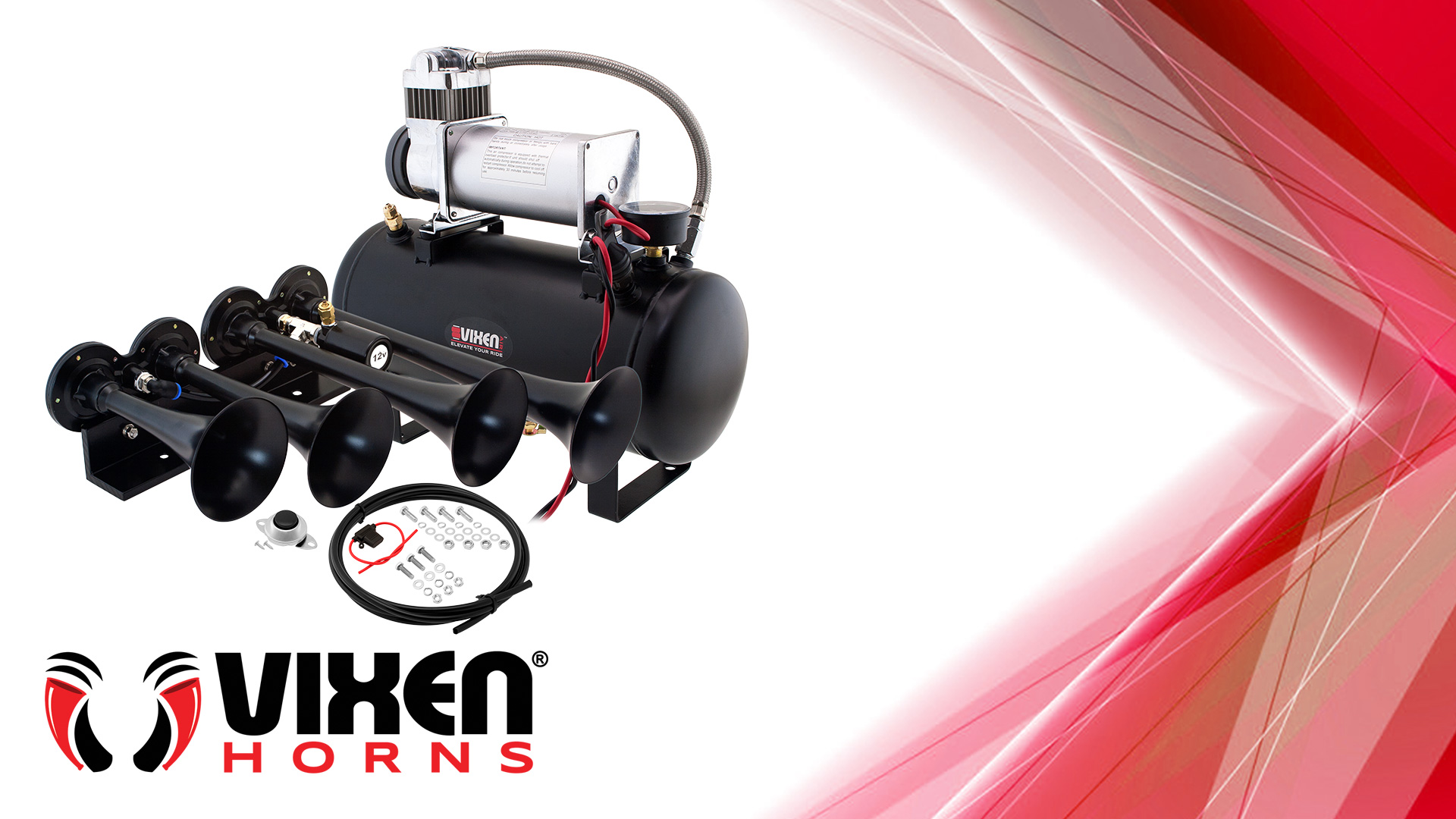 Train Horns For Trucks Loud Train Horn Kit For Trucks &amp; Cars &ndash; 4 Trumpets, 3G Air Tank, 200 PSI, Complete System Air Horn Kit