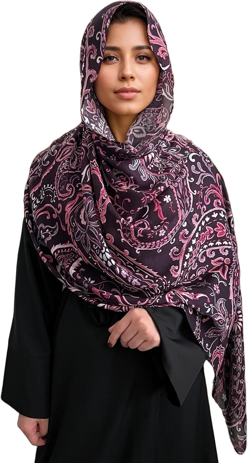 Fashion Printed Long Scarf Spring Fall Travel Head Wrap Shawl for Women,Lightweight Cotton feeling Hijab