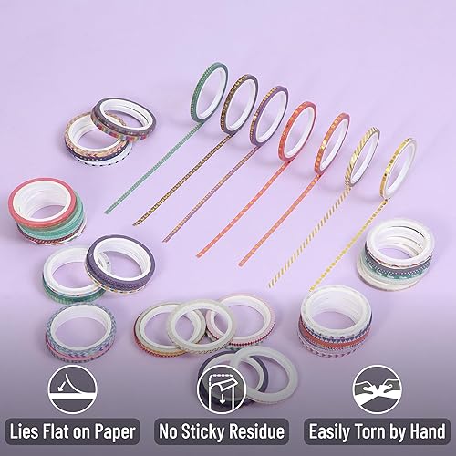 Vista 53 de Mr. Pen - Juego de cintas Washi, 21 rollos, tamaños surtidos, cinta washi floral para diario