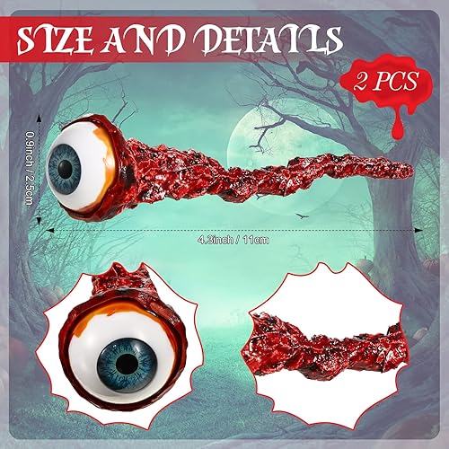 Miniatura 2 de Hanaive 2 piezas de Halloween arrancados globo ocular accesorio de película hecho a mano de calidad realista ojos rasgados recuerdos de fiesta para