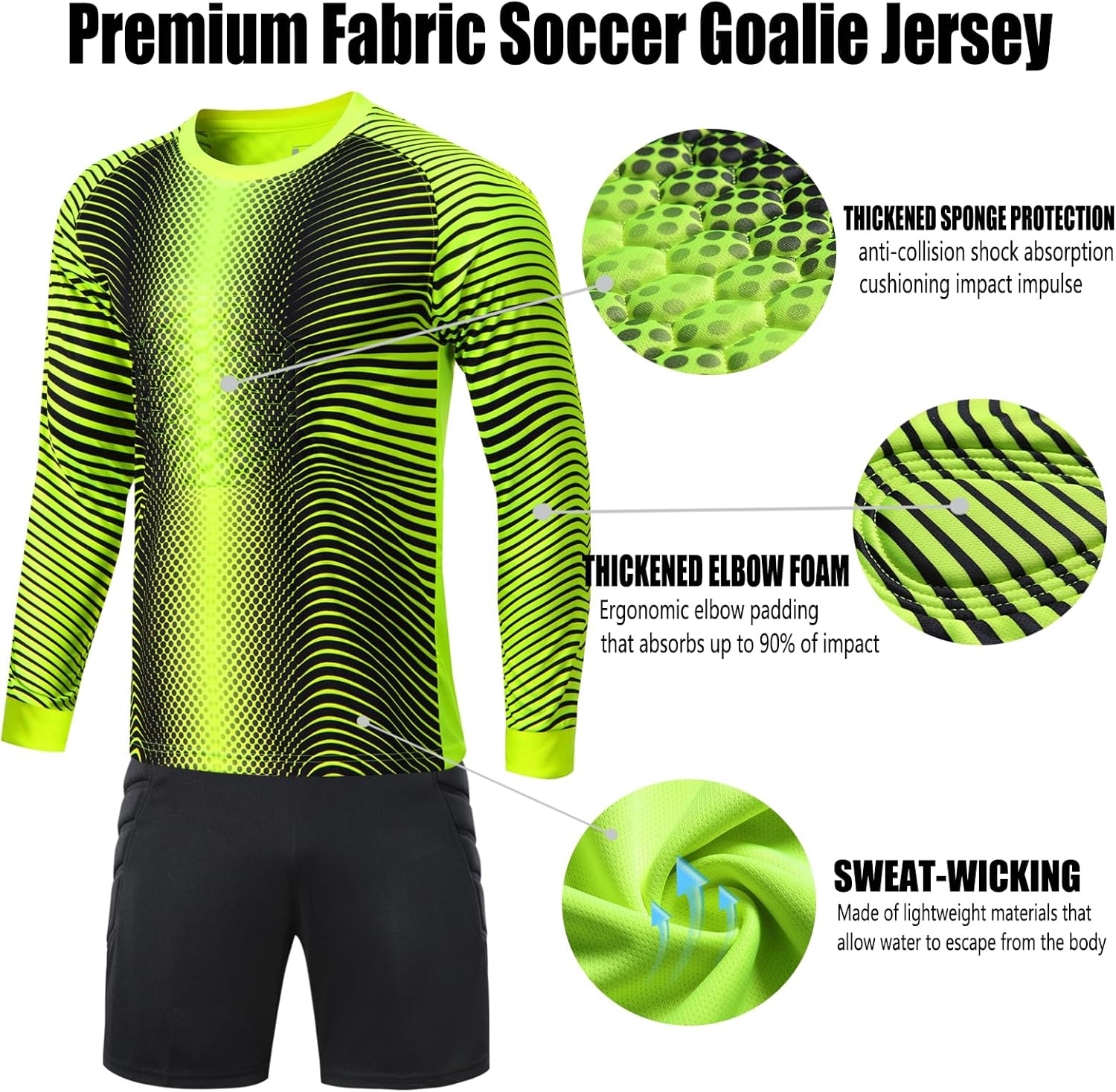 Children's soccer goalkeeper jersey youth children's team uniforms men's long-sleeve set shorts - Image 2