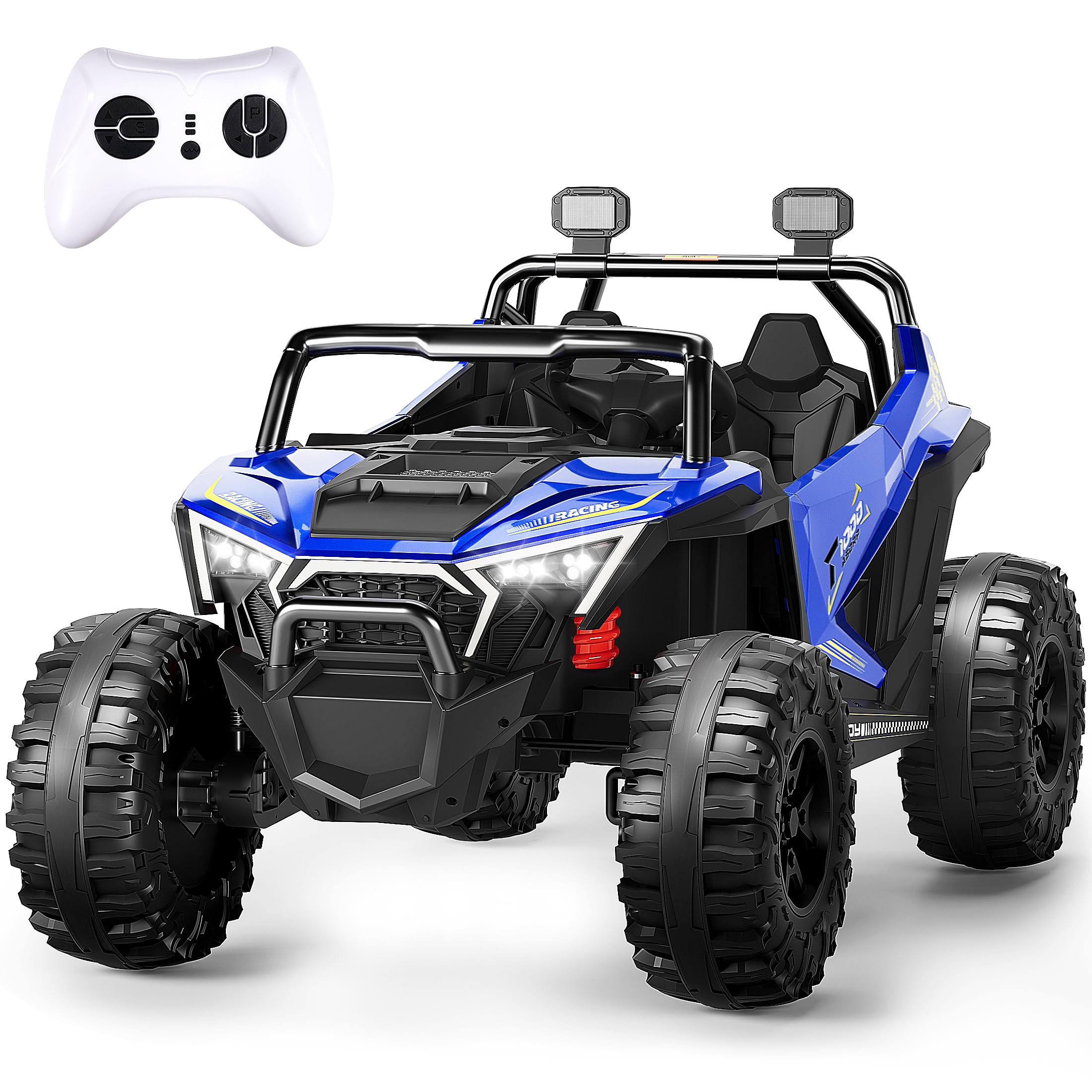 Evmore 2 Seater Ride on Car for Kids, Kids' Electric Vehicles 4WD Off-Road, 12V7Ah Large Battery Ride on Truck with Remote Control, Bluetooth Music,