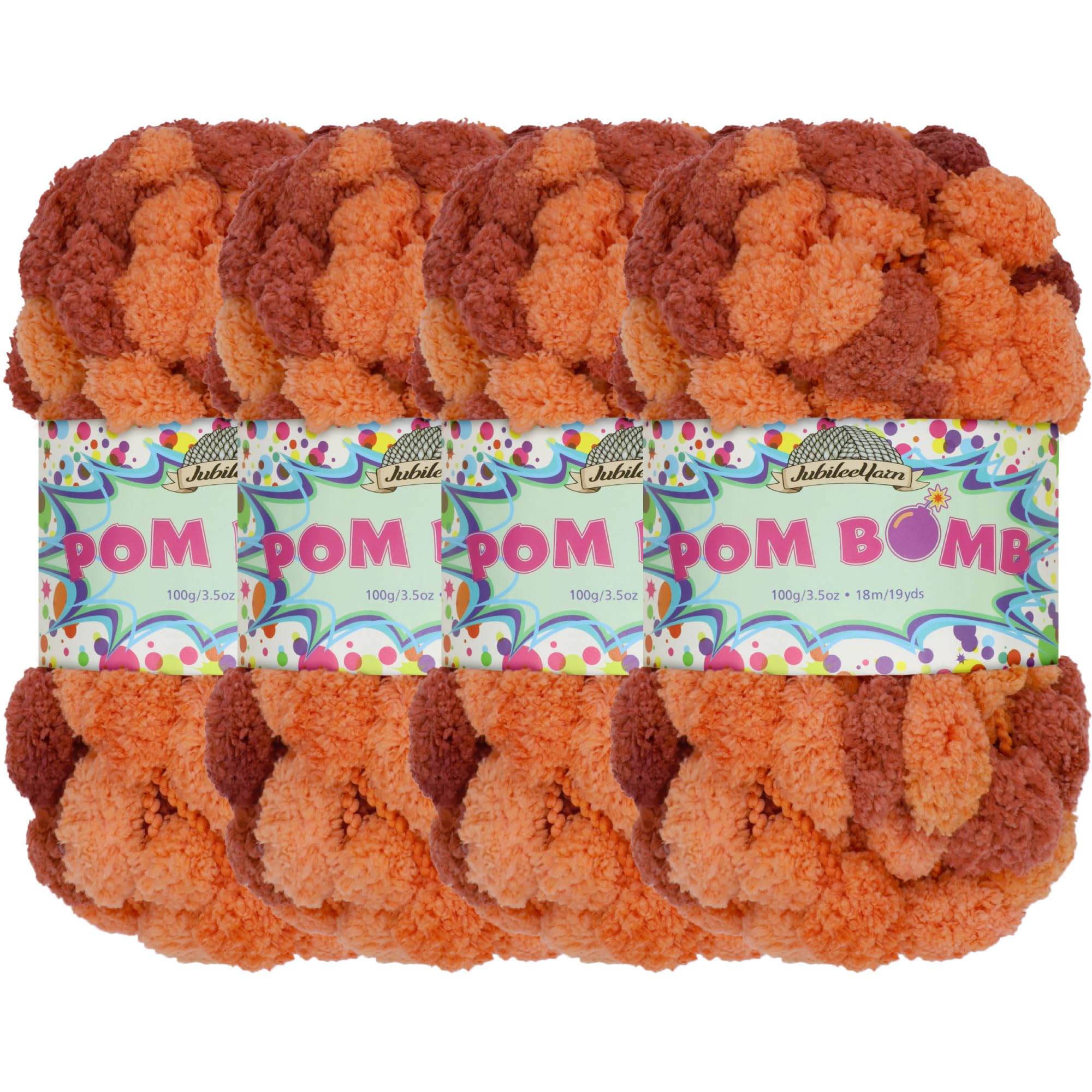Hilo de pompón de poliéster súper voluminoso, ovillo de tejer Bombay Nights de 4 madejas