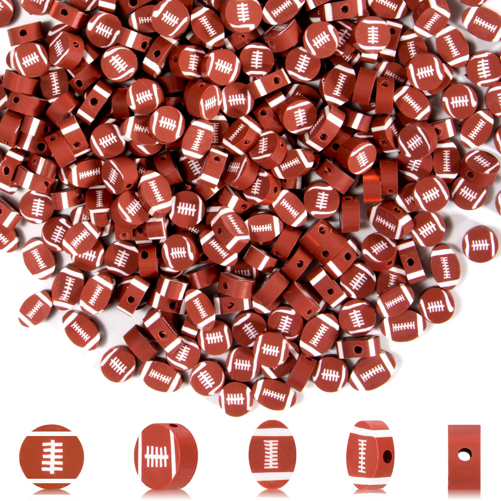 300Pcs Baseball Polymer Clay Bead Sports Beads, American Football Bead DIY Beads for Necklace Bracelet Jewelry Handmade Jewelry Making Accessories Supplies