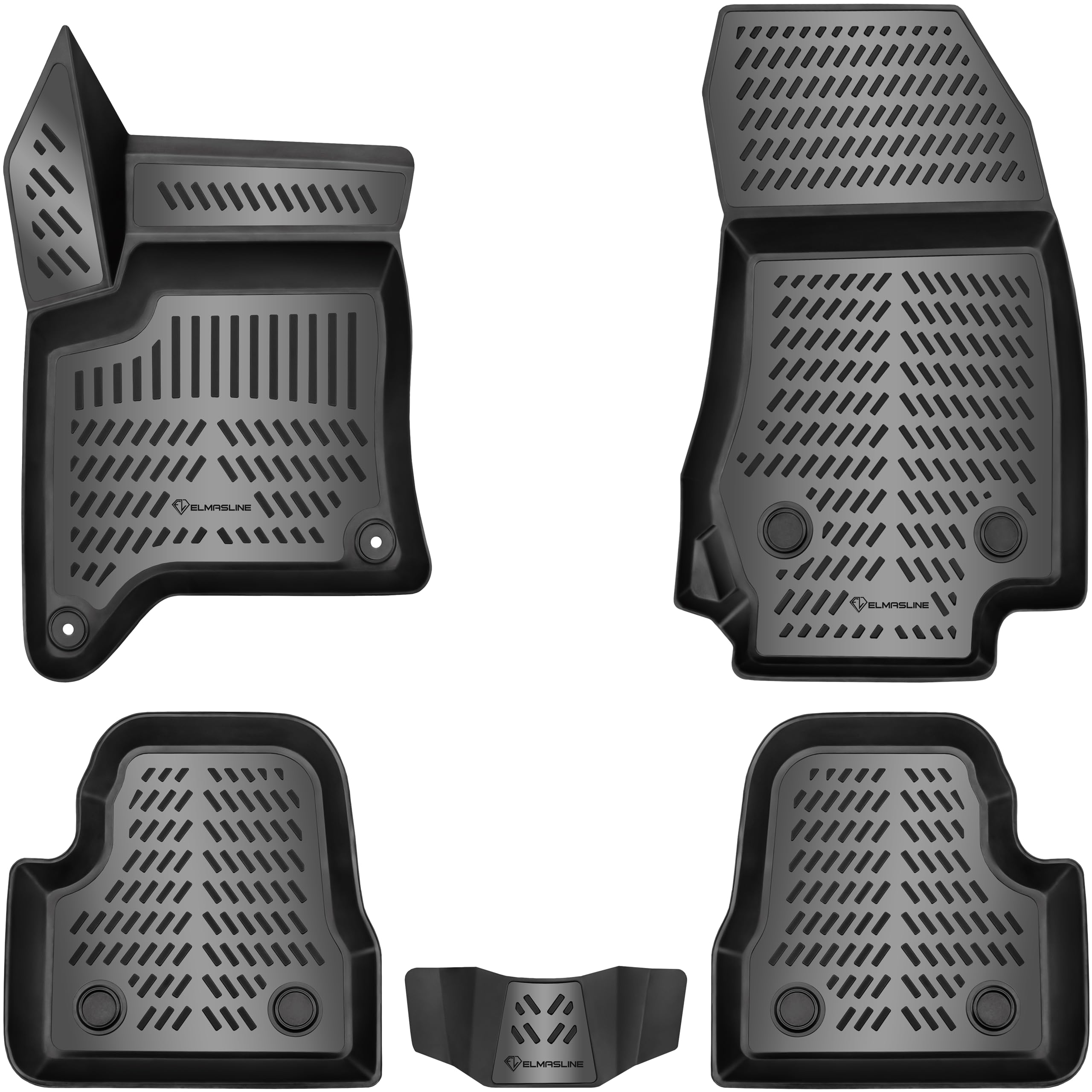ELMASLINE Juego de alfombrillas de goma 3D para Peugeot 208 II (híbrido) 2023-2025 | Alfombrillas con borde extra alto