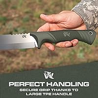 Vista 5 de ODENWOLF W Machete – Machete de supervivencia de espiga completa con funda – Cuchillo machete fuerte de acero D2 para cortar árboles, para trabajo