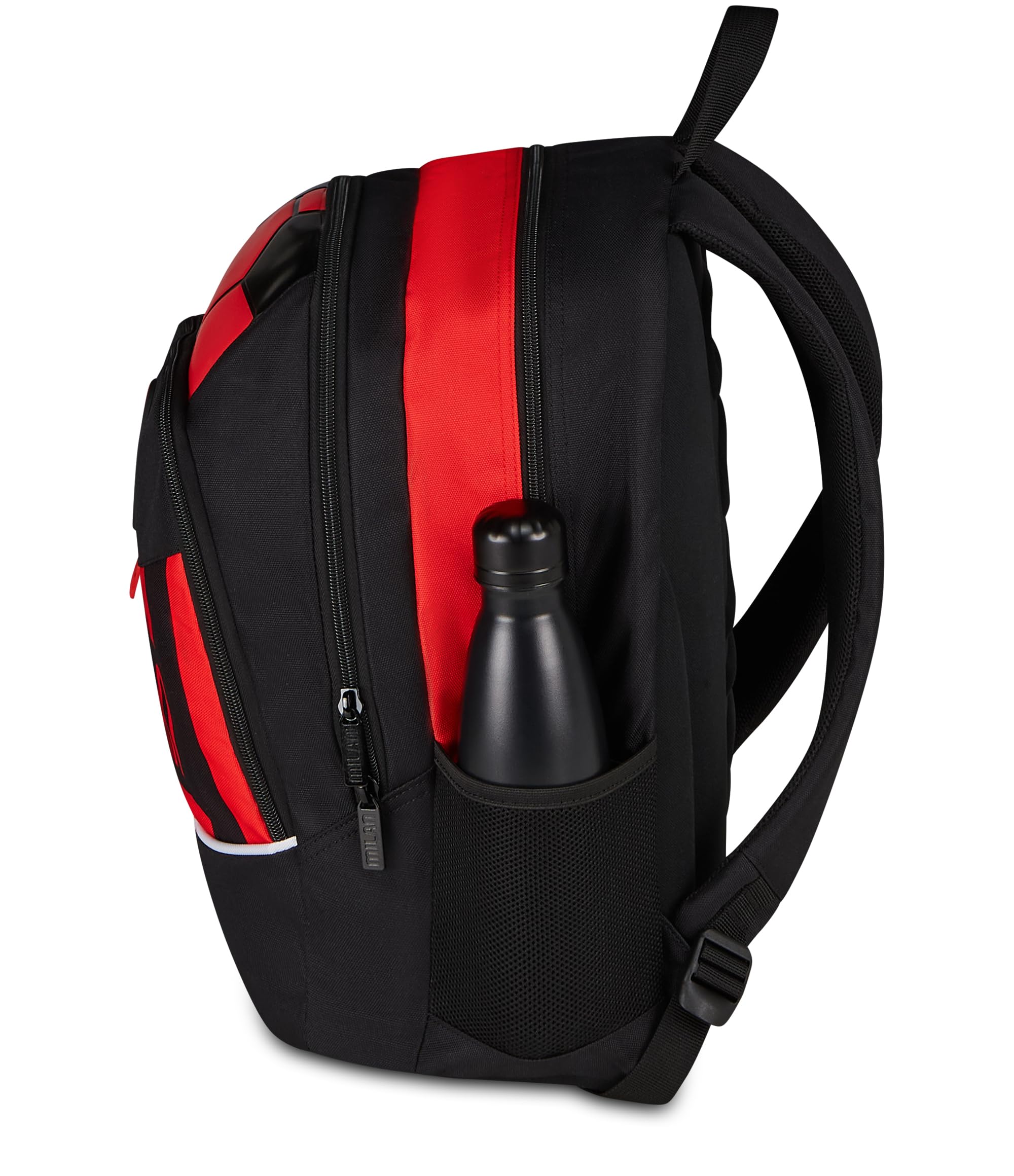 Seven Zaino Scuola Advanced Milan, Doppio Scomparto, Nero, 29 L, Tasca laterale portaborraccia, Scomparto porta pc, Scuola elementare e media, Bambini e ragazzi, Calcio, Prodotto ufficiale