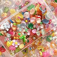 FULUSODO 60pcs Cute Resin Flatback Embellishments Bulk Scrapbooking Supplies - Animals Flowers Bears Mixed Styles
