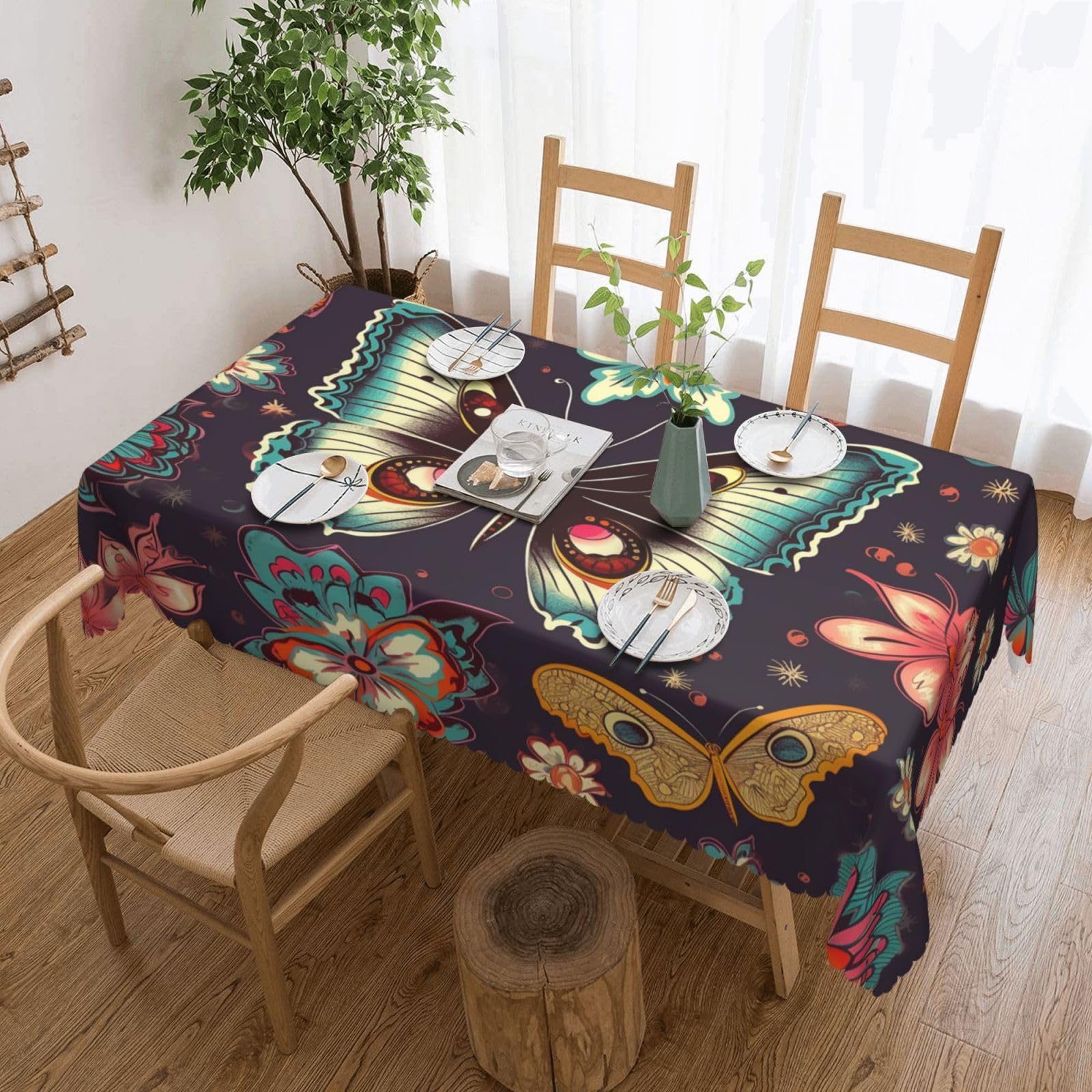 Nappe vintage papillons pour vos repas champêtres et déjeuners en terrasse