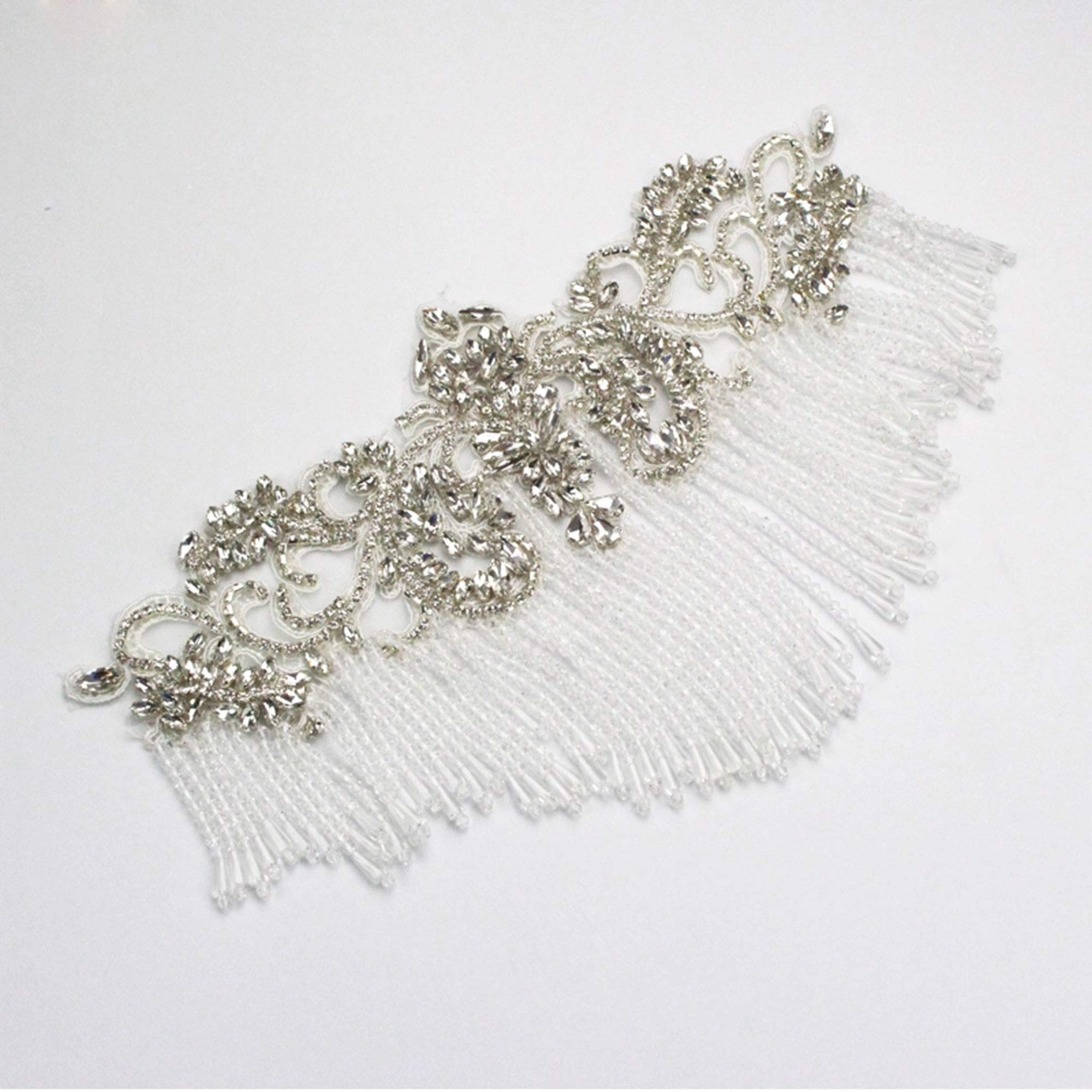 Abalorio de borla con cuentas de estrás para vestido de fiesta de graduación, borde de cristal, para vestidos de novia de playa, 1 unidad