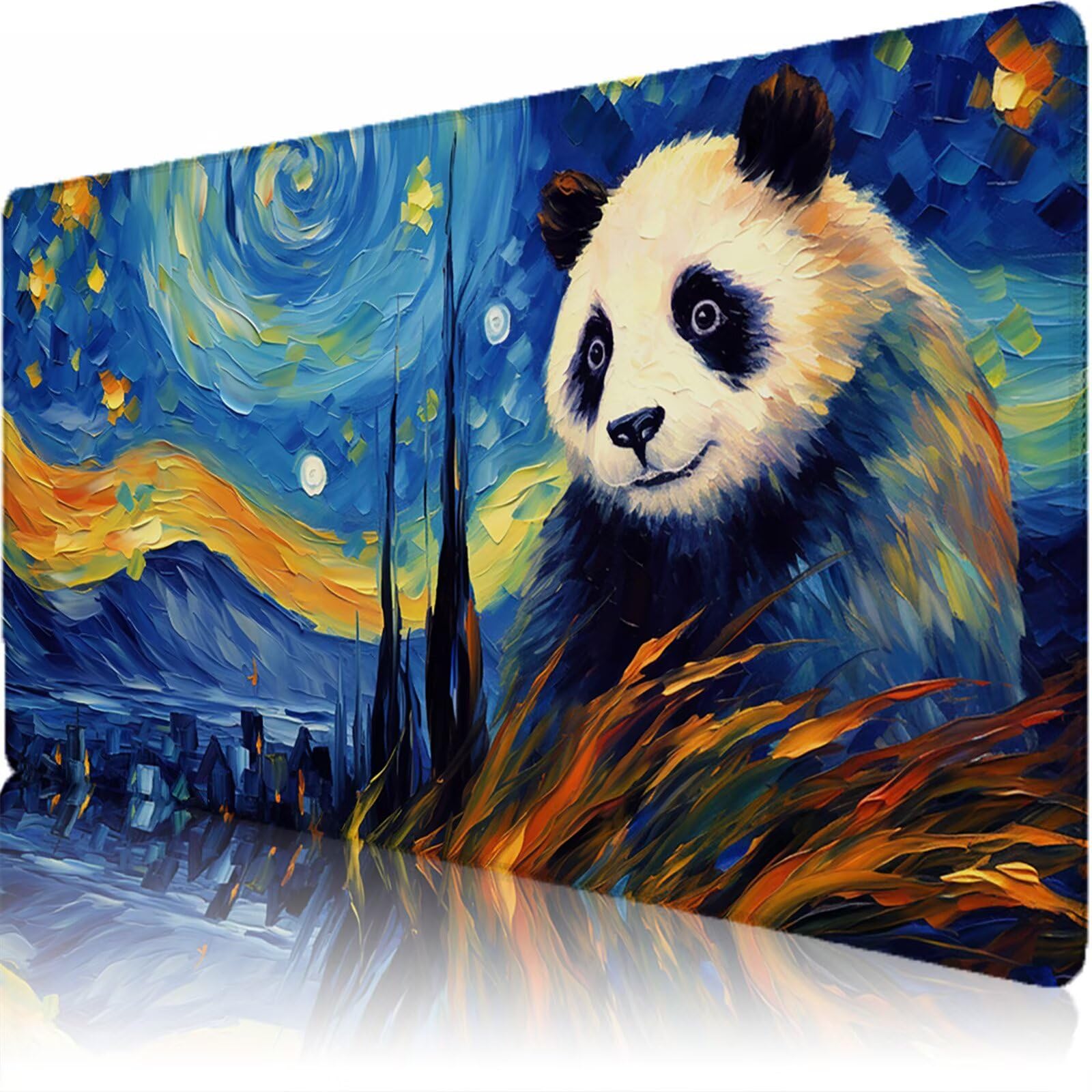Alfombrilla Escritorio Grande 1200 x 600 x 3 mm, Alfombrilla Ratón Gaming, Cielo Estrellado Tapete de Ordenador , Base Antideslizante y Bordes Reforzados, Impermeable Desk Mat (Panda Gigante) L-x8262