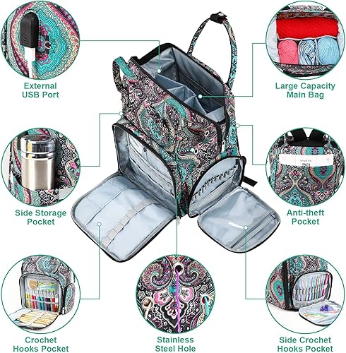 Miniatura 2 de KOKNIT crochet bag,knitting bagBackpack and Tote Bag Storage Bag Large capacityYarn Storage Organizer Travel Crochet Bag Women Carrying Crochet