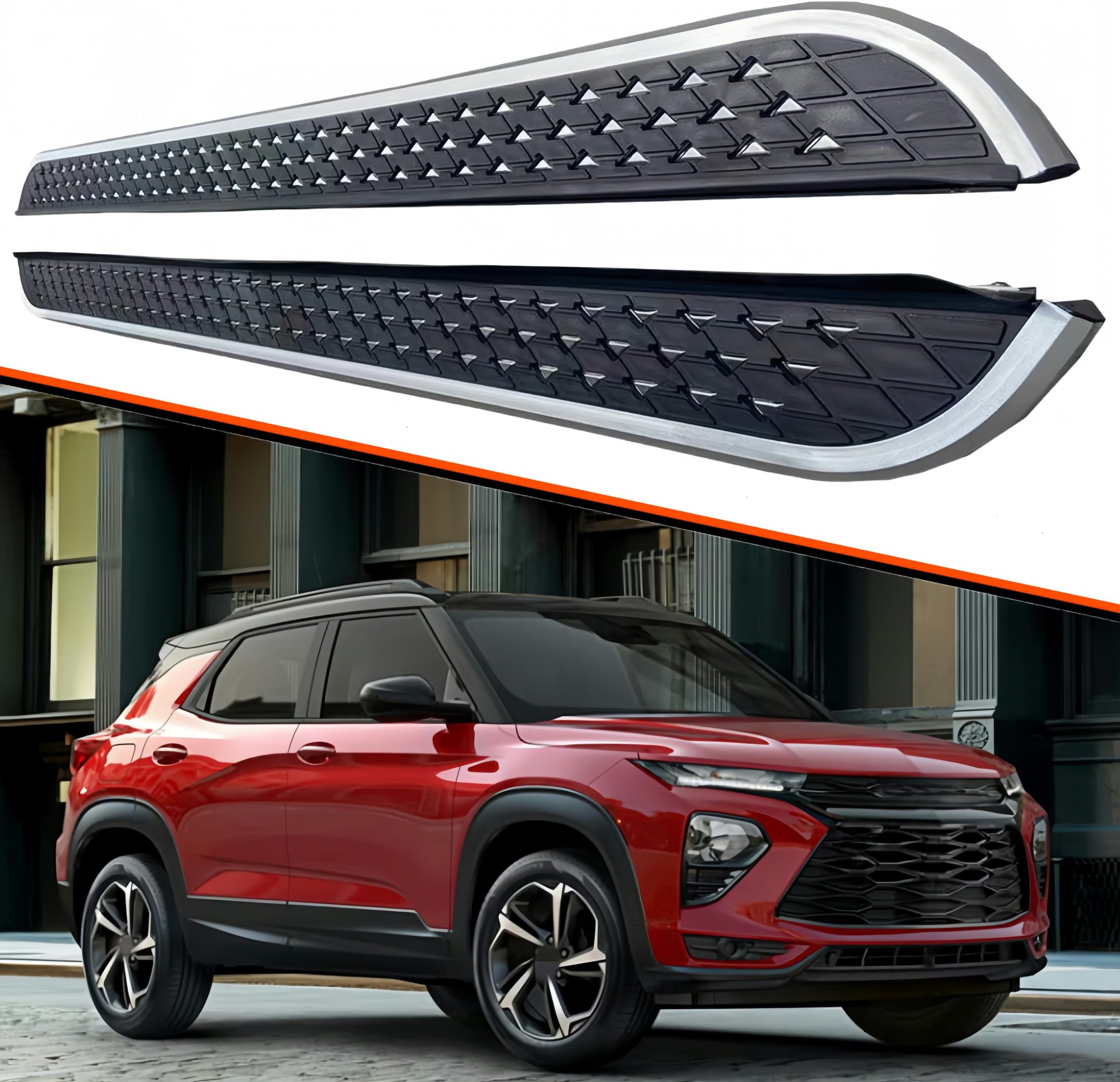Aluminum Running Boards Fits for Chevrolet Trailblazer 2021-2026 Anti-Slip Nerf Bars Side Steps Silver with Black 2PCS