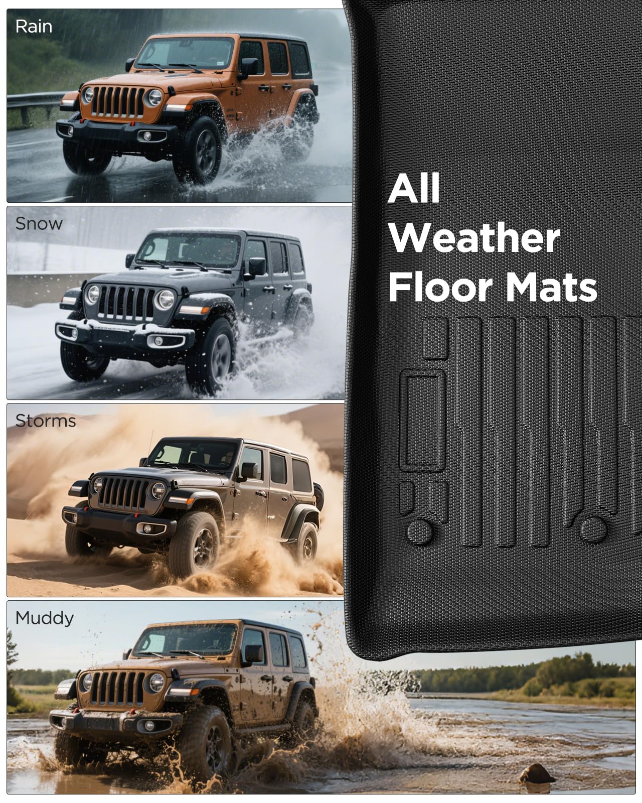 Car Floor Mats for Jeep Wrangler JK Unlimited 2007 2018 4-Door NOT for JL 2-Door Custom Fit for — view 5